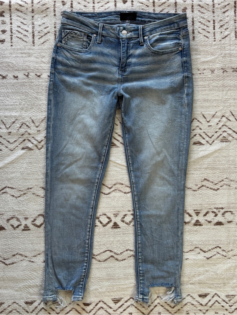 Buckle Black Fit No. 53 Ankle Skinny Jeans 29x27 Distressed Raw Hem Light Wash
